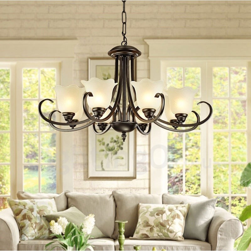 Lustre en métal intégré à 8 lumières de style rustique