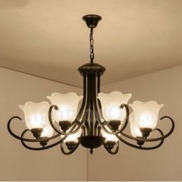 Lustre en métal intégré à 8 lumières de style rustique