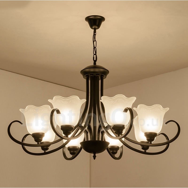 Lustre en métal intégré à 8 lumières de style rustique