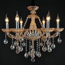 Lustre en cristal traditionnel classique en verre à 6 lumières