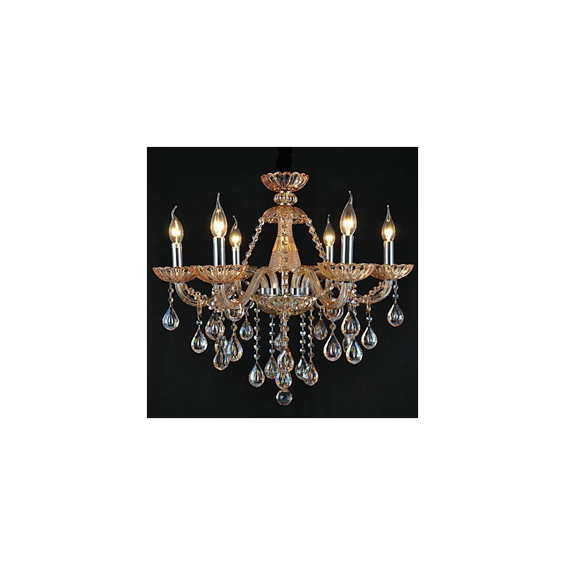 Lustre en cristal traditionnel classique en verre à 6 lumières