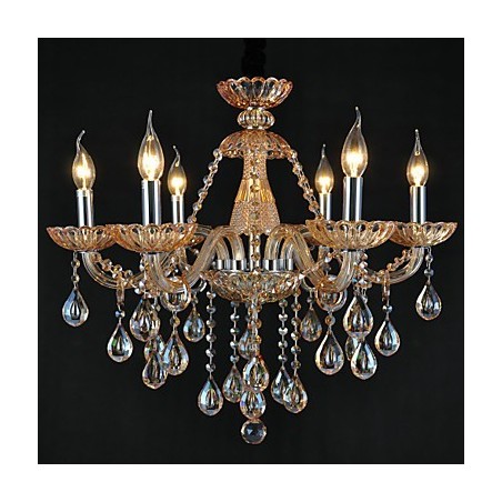 Lustre en cristal traditionnel classique en verre à 6 lumières Lustre en cristal traditionnel classique en verre à 6 lumières