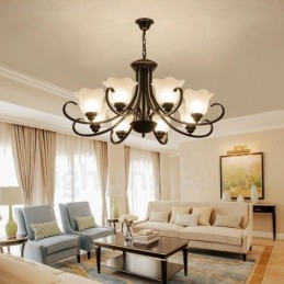 Lustre en métal intégré à 8 lumières de style rustique