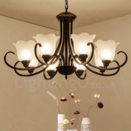 Lustre en métal intégré à 8 lumières de style rustique