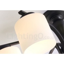 Lustre en métal intégré à 5 lumières de style campagnard avec abat-jour en verre