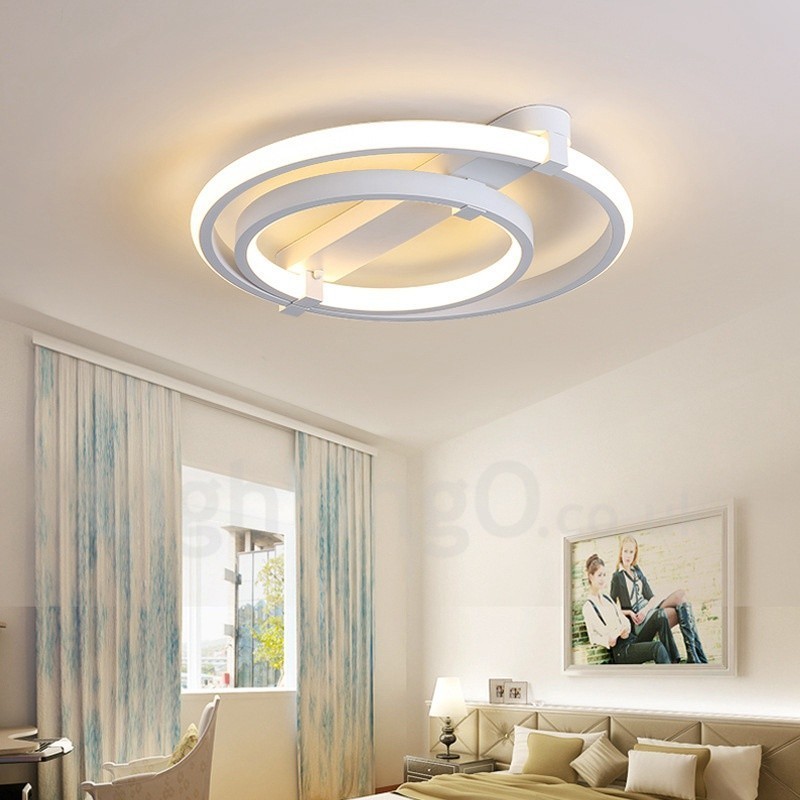 Lustre contemporain moderne à 2 anneaux