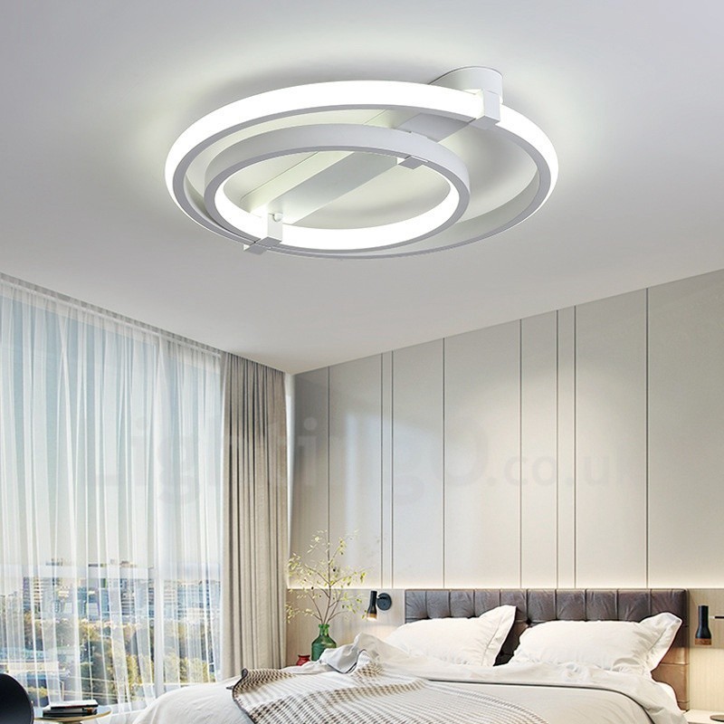 Lustre contemporain moderne à 2 anneaux