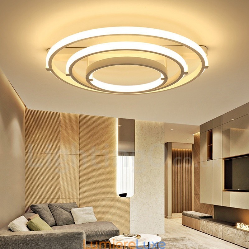 Lustre contemporain moderne à 3 anneaux