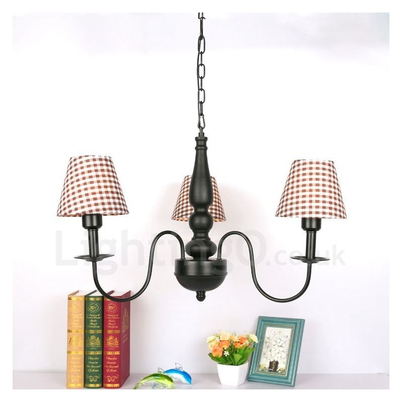 Lustre classique traditionnel en métal intégré à 3 lumières