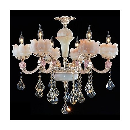 Lampes suspendues en cristal et alliage de zinc de style européen et jade naturel Lampes suspendues en cristal et alliage de zinc de style européen et jade naturel