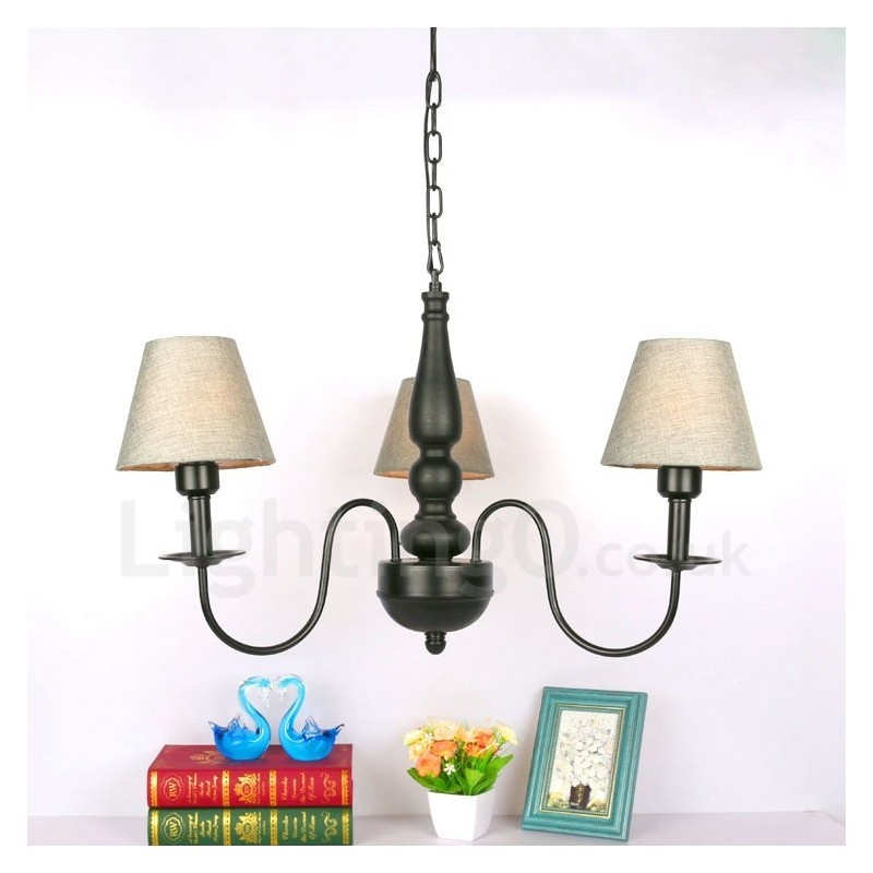 Lustre classique traditionnel en métal intégré à 3 lumières