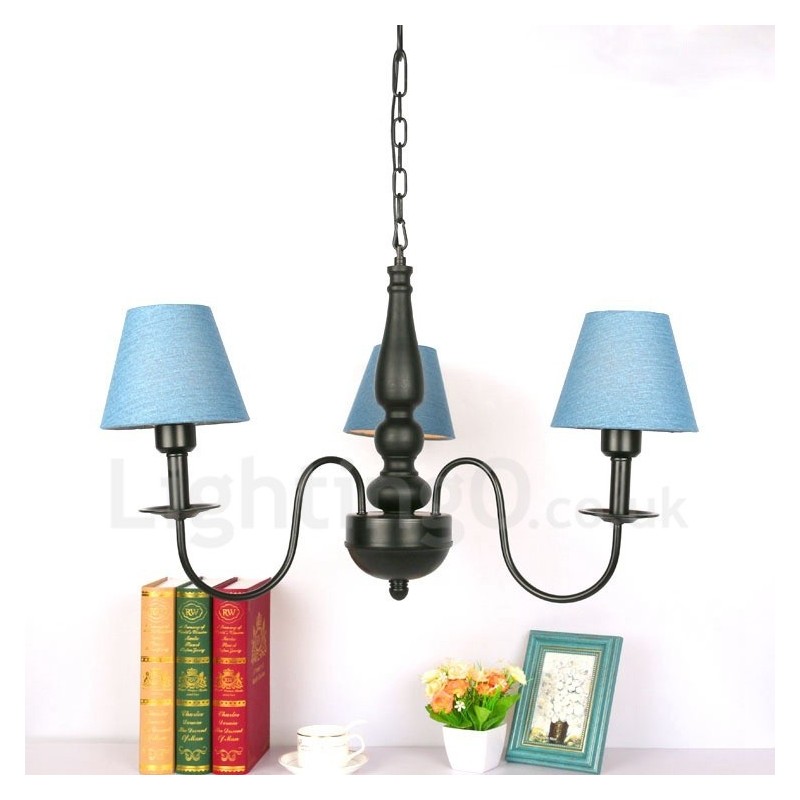 Lustre classique traditionnel en métal intégré à 3 lumières