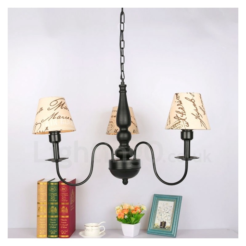 Lustre classique traditionnel en métal intégré à 3 lumières