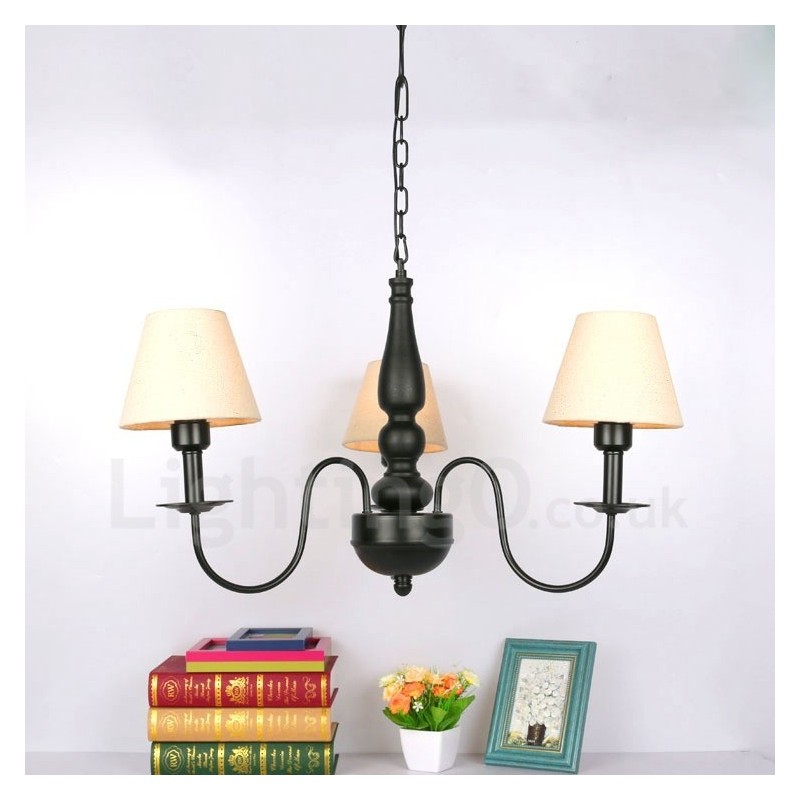 Lustre classique traditionnel en métal intégré à 3 lumières