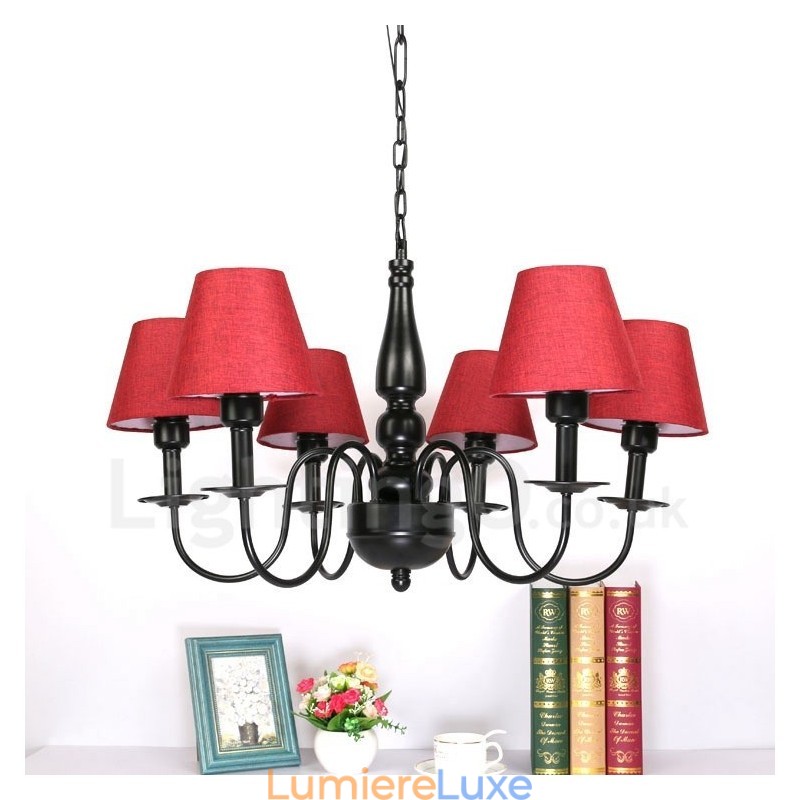 Lustre en métal intégré de style méditerranéen à 6 lumières