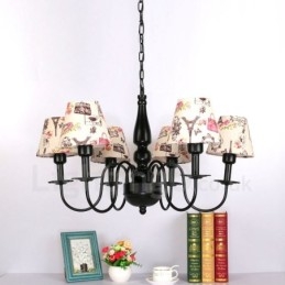 Lustre en métal intégré de style méditerranéen à 6 lumières