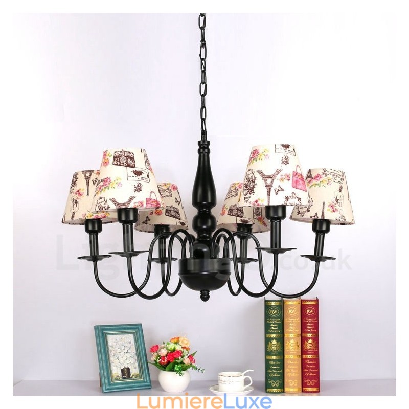 Lustre en métal intégré de style méditerranéen à 6 lumières
