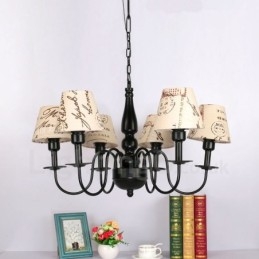 Lustre en métal intégré de style méditerranéen à 6 lumières