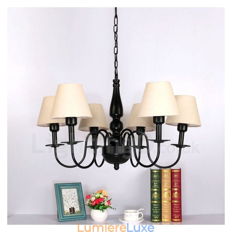 Lustre en métal intégré de style méditerranéen à 6 lumières