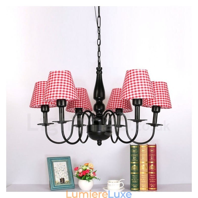 Lustre en métal intégré de style méditerranéen à 6 lumières