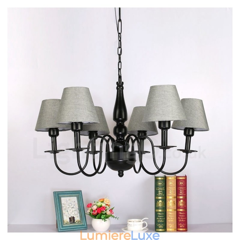 Lustre en métal intégré de style méditerranéen à 6 lumières