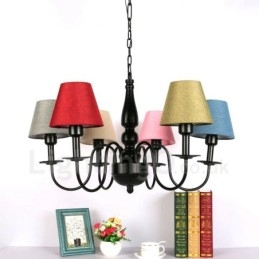 Lustre en métal intégré de style méditerranéen à 6 lumières