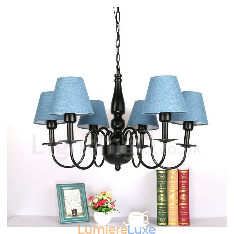 Lustre en métal intégré de style méditerranéen à 6 lumières