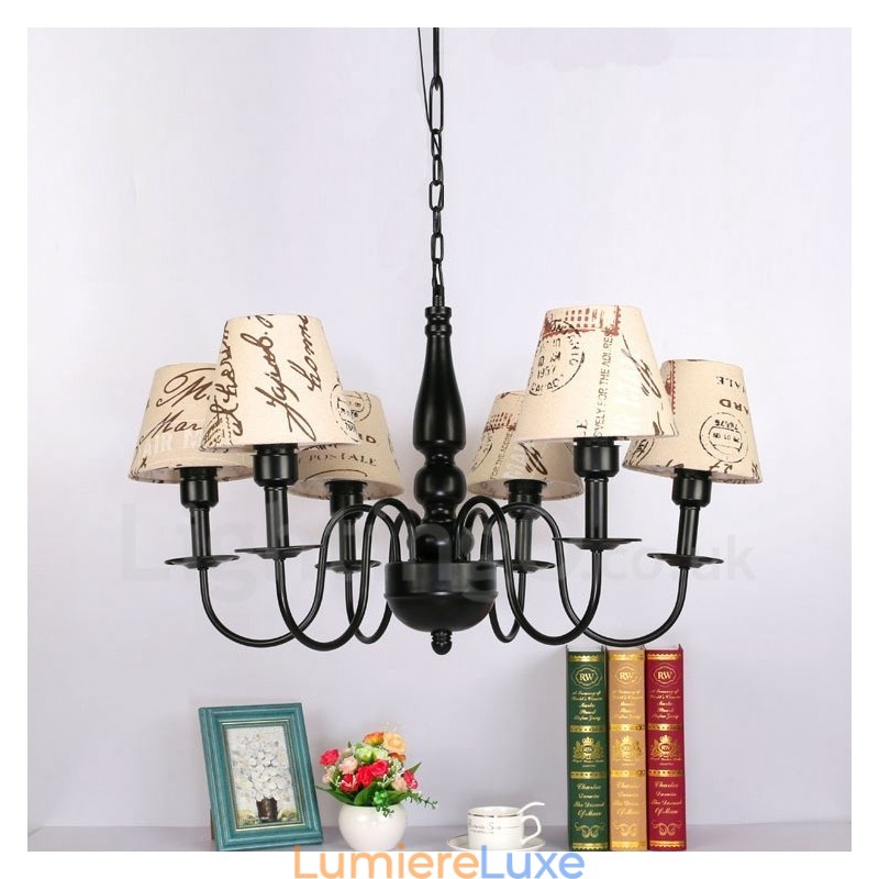 Lustre en métal intégré de style méditerranéen à 6 lumières