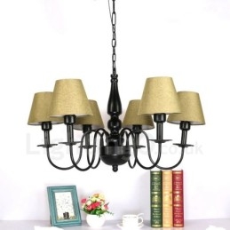 Lustre en métal intégré de style méditerranéen à 6 lumières