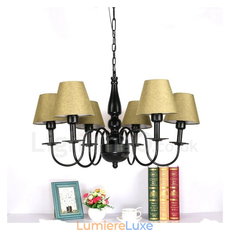 Lustre en métal intégré de style méditerranéen à 6 lumières