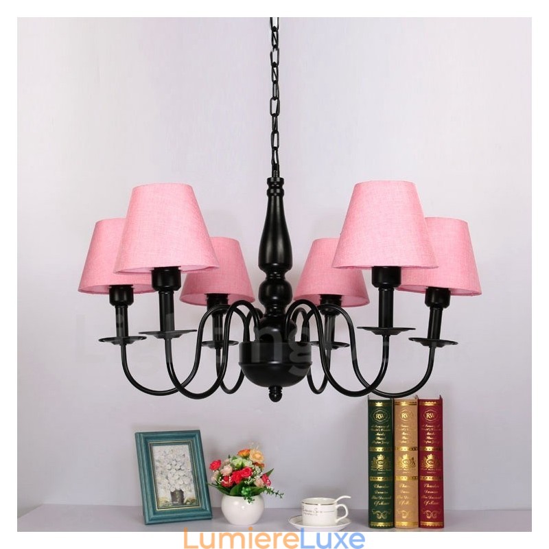 Lustre en métal intégré de style méditerranéen à 6 lumières