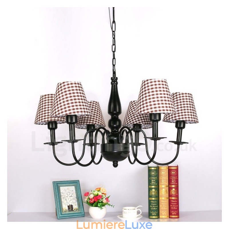 Lustre en métal intégré de style méditerranéen à 6 lumières