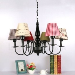 Lustre en métal intégré de style méditerranéen à 6 lumières