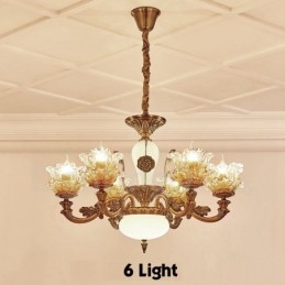 Lustre classique traditionnel en métal intégré à 6 lumières