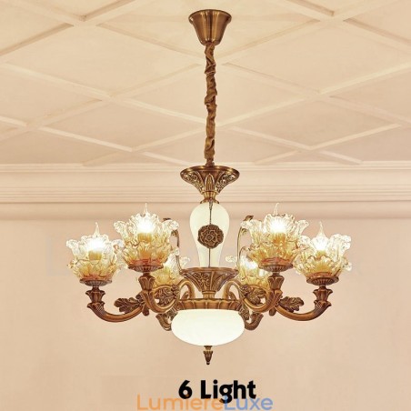 Lustre classique traditionnel en métal intégré à 6 lumières Lustre classique traditionnel en métal intégré à 6 lumières