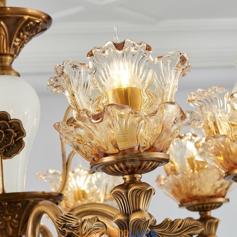 Lustre classique traditionnel en métal intégré à 6 lumières