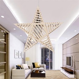 Lustre vintage en bois en forme d'étoile à cinq branches