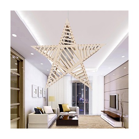 Lustre vintage en bois en forme d'étoile à cinq branches Lustre vintage en bois en forme d'étoile à cinq branches