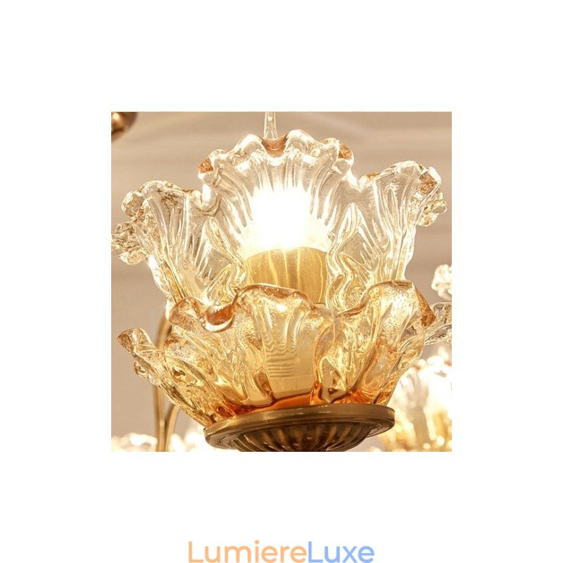 Lustre classique traditionnel en métal intégré à 6 lumières