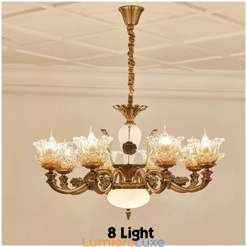 Lustre classique traditionnel en métal intégré à 8 lumières