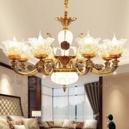 Lustre classique traditionnel en métal intégré à 8 lumières