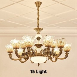 Lustre classique traditionnel en métal intégré à 15 lumières