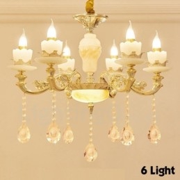 Lustre classique traditionnel en métal intégré à 6 lumières