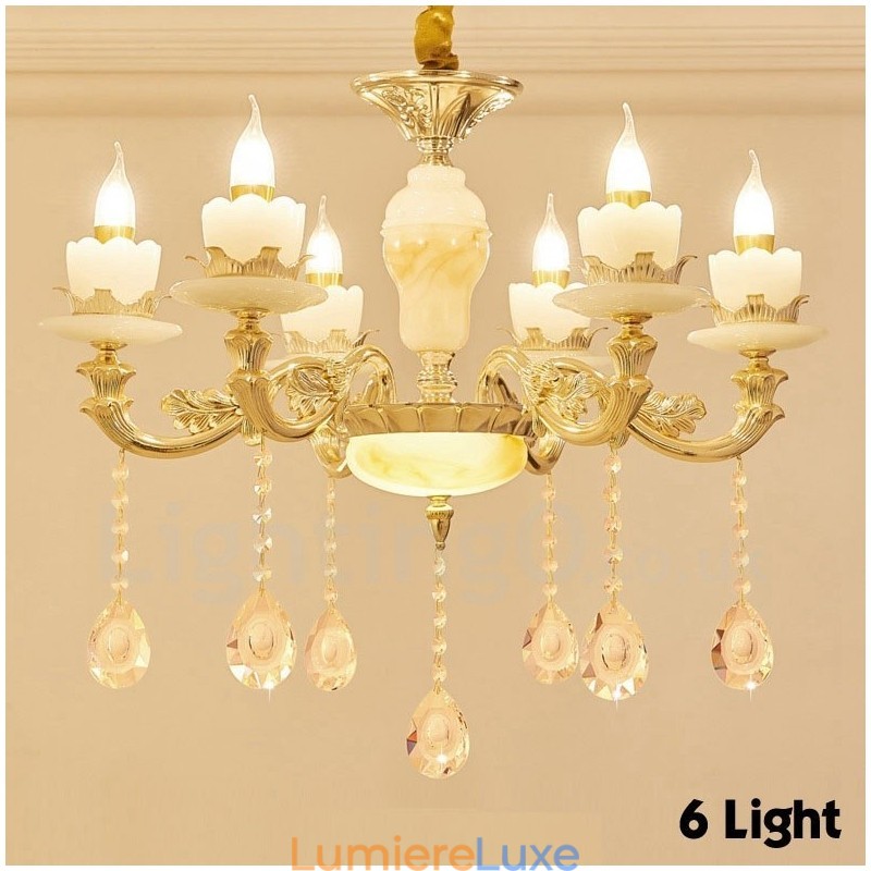 Lustre classique traditionnel en métal intégré à 6 lumières