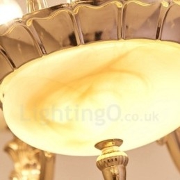 Lustre classique traditionnel en métal intégré à 6 lumières
