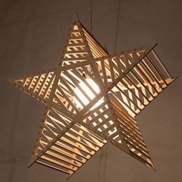 Lustre vintage en bois en forme d'étoile à cinq branches