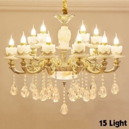 Lustre classique traditionnel en métal intégré à 15 lumières