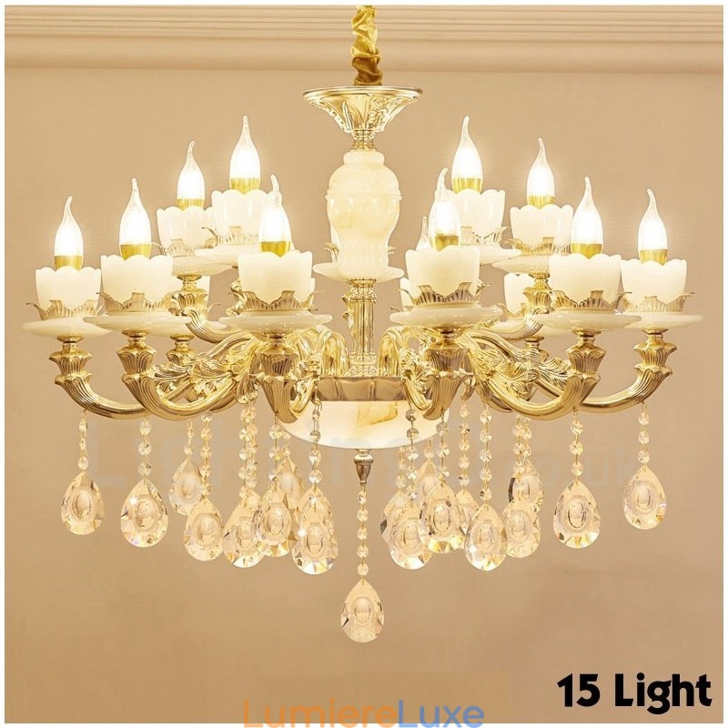 Lustre classique traditionnel en métal intégré à 15 lumières