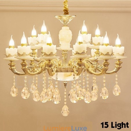 Lustre classique traditionnel en métal intégré à 15 lumières Lustre classique traditionnel en métal intégré à 15 lumières