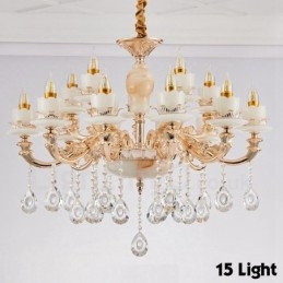 Lustre classique traditionnel en métal intégré à 15 lumières